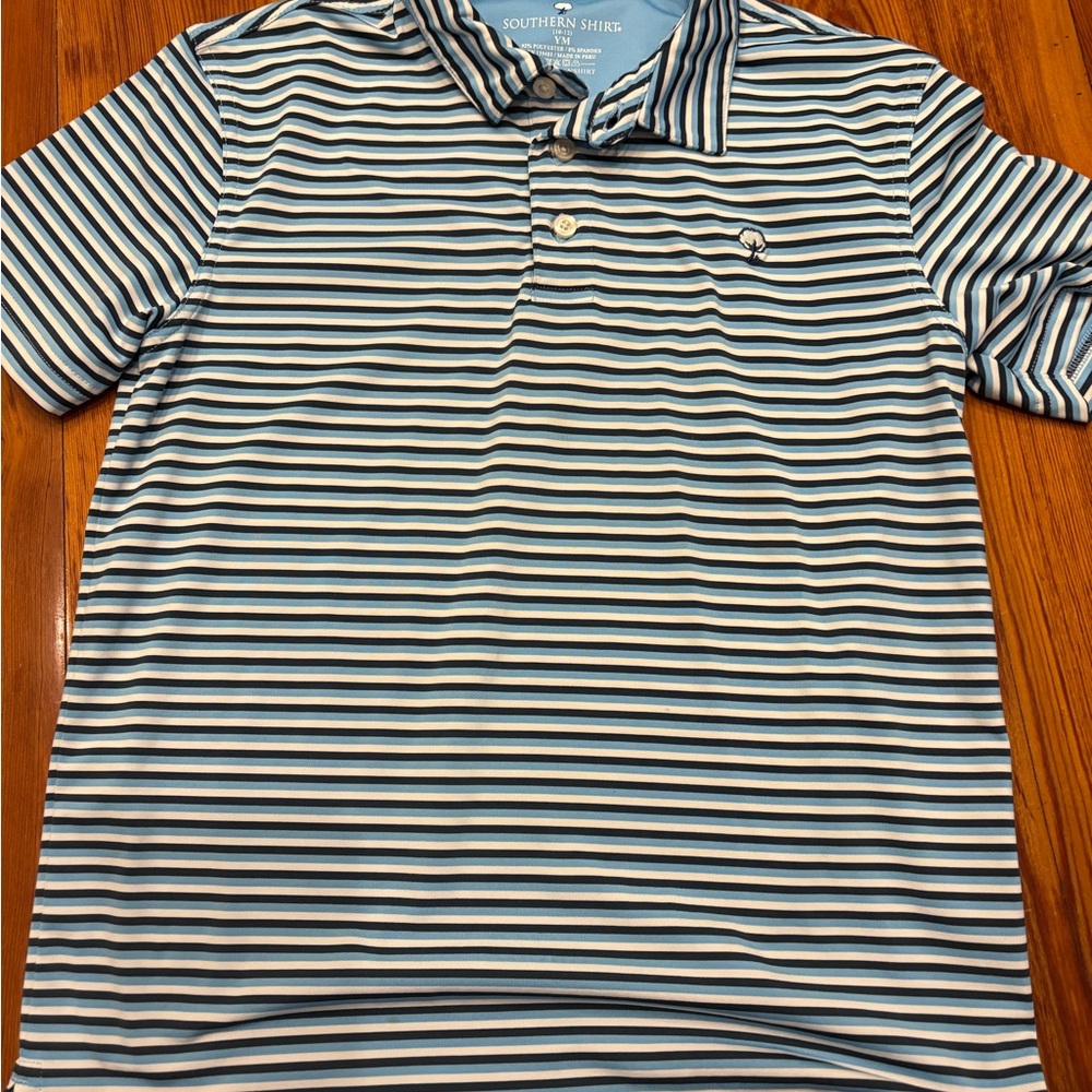 The Southern Shirt Company Navy and White Striped Polo